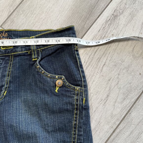 Southpole Womens Y2K Denim Bermuda Shorts Size 7 Embroidered Pockets Dark Wash C - Picture 8 of 8